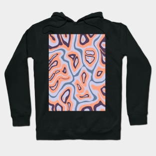 Abstract Retro Liquid Marble Swirl, Purple and Peach Hoodie